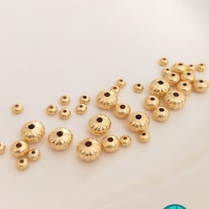 10/50/100PCS 14K real Gold plated Round Pumpkin beads,Gold spacer beads
