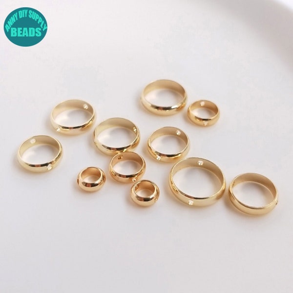 6/8/10/11/12mm Real 14K Gold Plated beads Circle Frame,for 4mm 6mm 8mm 10mm bead frame