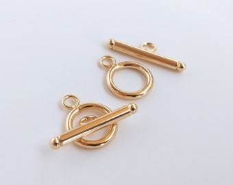 1/2/4/10/20 Set 14KGold Plated Brass Toggle Clasp,simple Gold plated Toggle Clasp