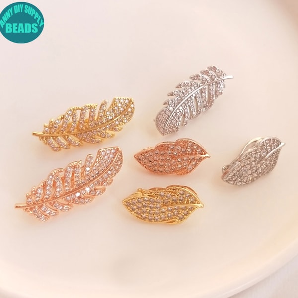 1/5 pcs 18K Gold plated Clasp,Gold Plated leaf Pearl Clasp,Gold Plated Feather Pearl Clasp