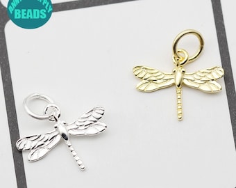 1/2/5/10PCS Sterling Silver dragonfly Charm,Animal Charm, Small Silver Charm Pendant,earring Charm,Bracelet Charm,Tiny Silver Charm
