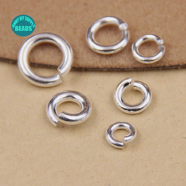 6/7/8/9/10/12/15mm S925 Sterling Silver Open Rings,Silver Jump Rings,Big Size Sterling Silver open Rings