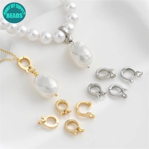 14K Gold Plated Brass Pearl Clasp,Necklace Clasp,Pearl Necklace Buckle,Charm Clasp,Pendant Holder