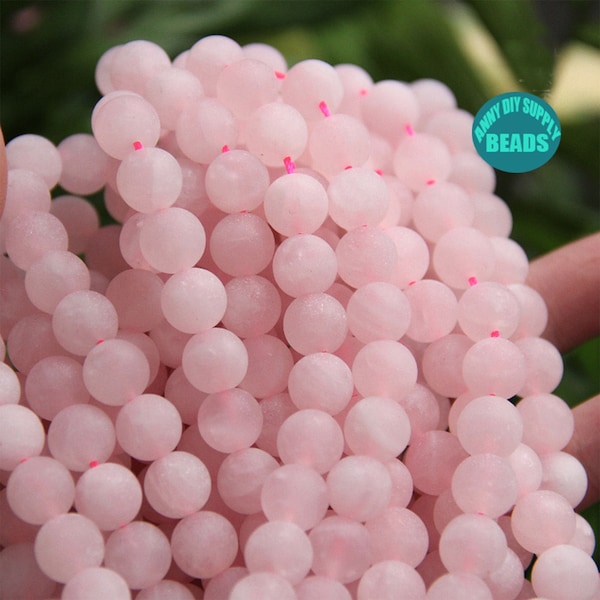 4/6/8/10/12mm matt Rose Quartz Pink Crystal Beads,Genuine Pink Crystal Quartz Beads,Full Strand 15inch