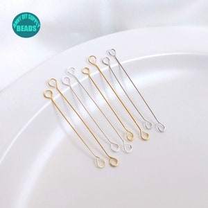 20PCS 14K Gold Plated Titanium steel Eye Hole Pin,Double Head Eye Hole Pin