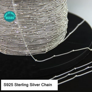 1.0mm S925 Sterling Silver Chian with ball,Silver Chian Necklace,Silver Anklet Chian,Silver ball Chain