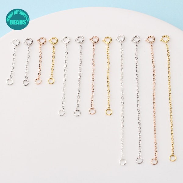 1/5/10pcs S925 Sterling Silver Extension Chain Findings,pendant extender For Necklace,Save Your Shot Necklace