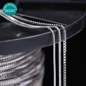 Chaîne box en argent sterling S925 de 0,65/0.8/1,0 mm, chaîne de collier en argent sterling, collier chaîne finition argent, chaîne box en argent