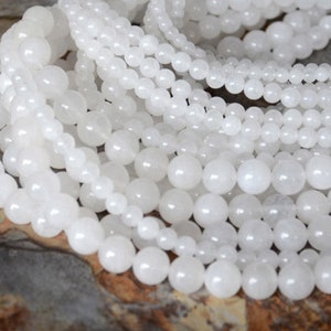 Natural Snow Quartz beads,Smooth Round Beads,White Snow Quartz Beads,Full Strand