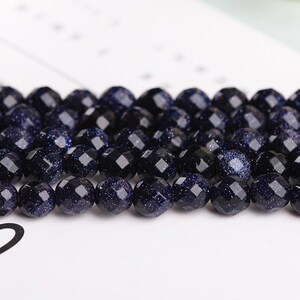 4/6/8/10mm Blue Sand Stone,Faceted round gemstone beads,Blue Beads, 15inch Full Strand
