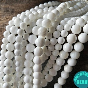 White shell beads,Natural Beads,Mother of Pearl Beads,shell Beads,White Beads,4mm 6mm 8mm 10mm 12mm 14mm 16mm Full Strand Natural Shell Bead