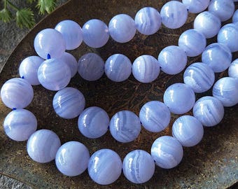 Natural Blue lace Agate Beads,Smooth Round Gemstone Beads,4/6/8/10/12mm,Full Strand