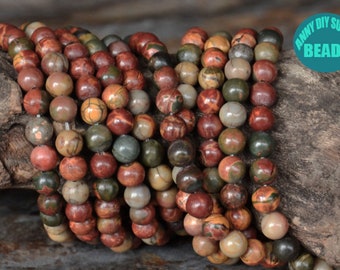 Cuentas naturales de jaspe Picasso, cuentas de piedras preciosas, hebra completa