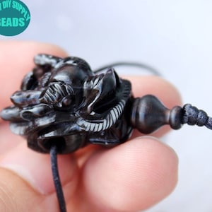 1 set Black Sandalwood Budaha Tee Beads,Wood Guru beads,hand Carved Dragon Guru Beads,Jewelry beads Connector,Mala bracelet beads