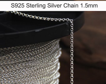 3,2 ft 1,5 mm S999 fijnzilver chian, ketting chian, sterlingzilveren kettingen, zilveren ketting