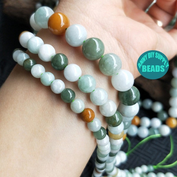 6mm 8mm 10mm Emerald jade beads,Burma Tri-colored Emerald Beads,natural Jade Beads,Gemstone beads