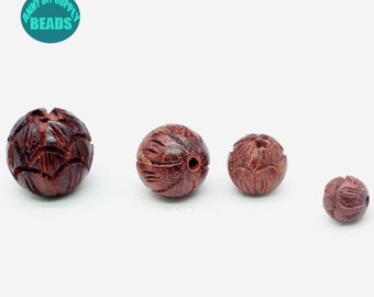 6mm 8mm 10mm 20mm Blood Sandalwood Beads,Wood Beads,Lotus Carved Beads,Bracelet Beads supply,Mala Spacer Beads
