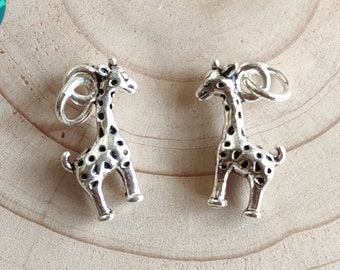 1/2/5/10PCS Sterling Silver  Giraffe Charm,Jewelry Findings,Silver Charms,Bracelet Charms,Tiny Charms,Animal Charm