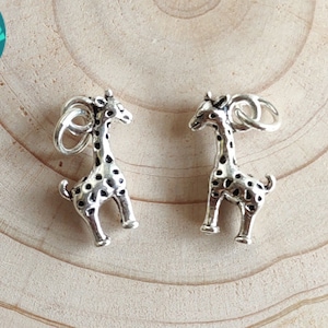 1/2/5/10PCS Sterling Silver  Giraffe Charm,Jewelry Findings,Silver Charms,Bracelet Charms,Tiny Charms,Animal Charm
