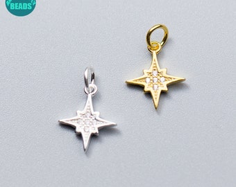 medallion charms Medallion Pendant Silver charms disc charm coin charms Dainty Antique Silver North Star charms North Star Pendant