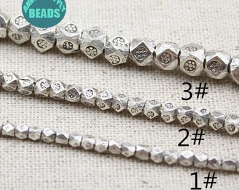 20 beads 3mm Rounded Square Sterling Silver Brushed Nugget Spacer Beads
