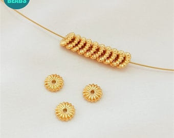 4/6/8mm 18K Matt Gold Plated brass Spacer Beads,Gold Plated Wheel beads,Gold Spacers,Gold Rondelle Beads
