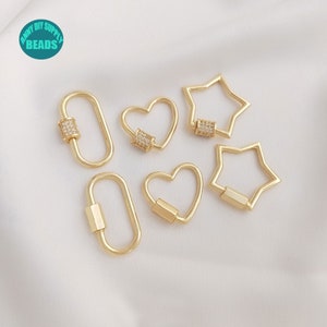 1/5/10/PCS 14K 本物の金メッキ真鍮カラビナ留め金、チェーンカラビナロック、カラビナバックル