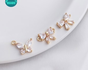 2/10/20pcs 14K Gold Plated brass Bow Connector,Earring Connector,Connector Charm
