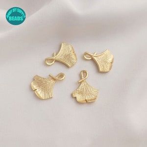 1/2/10/20 PCS 14K Gold Plated gingko leaf Charm, Leaf Pendant,Necklace pendant