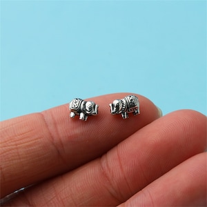 S925 Solid Sterling Silver Elephant Beads,Tiny Elephant Beads,Elephant Charm