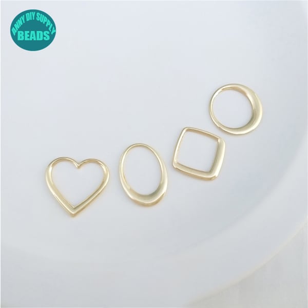 14k Real Gold Plated Heart Frame Charm,Oval Frame Charm,Earring Pendant,Earring Charm