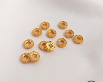 6mm 10/50/100pcs 24K Real Gold Plated brass Spacer Beads,Gold Plated Donut Beads,Donut Spacer beads