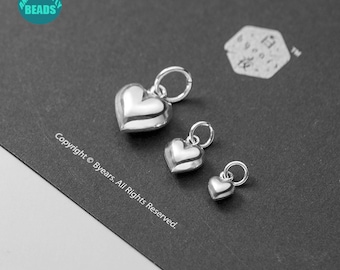 1/2/4/10PCS S925 Sterling Silver heart Pendant,tiny Silver Pendant,Tiny Heart Pendant,Tiny Heart Charm