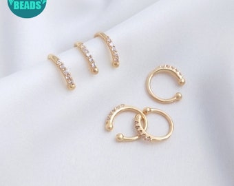 Brinco de pressão de latão banhado a ouro 14K de 11 mm, brinco de pressão dourado, brincos de pressão, brincos de pressão