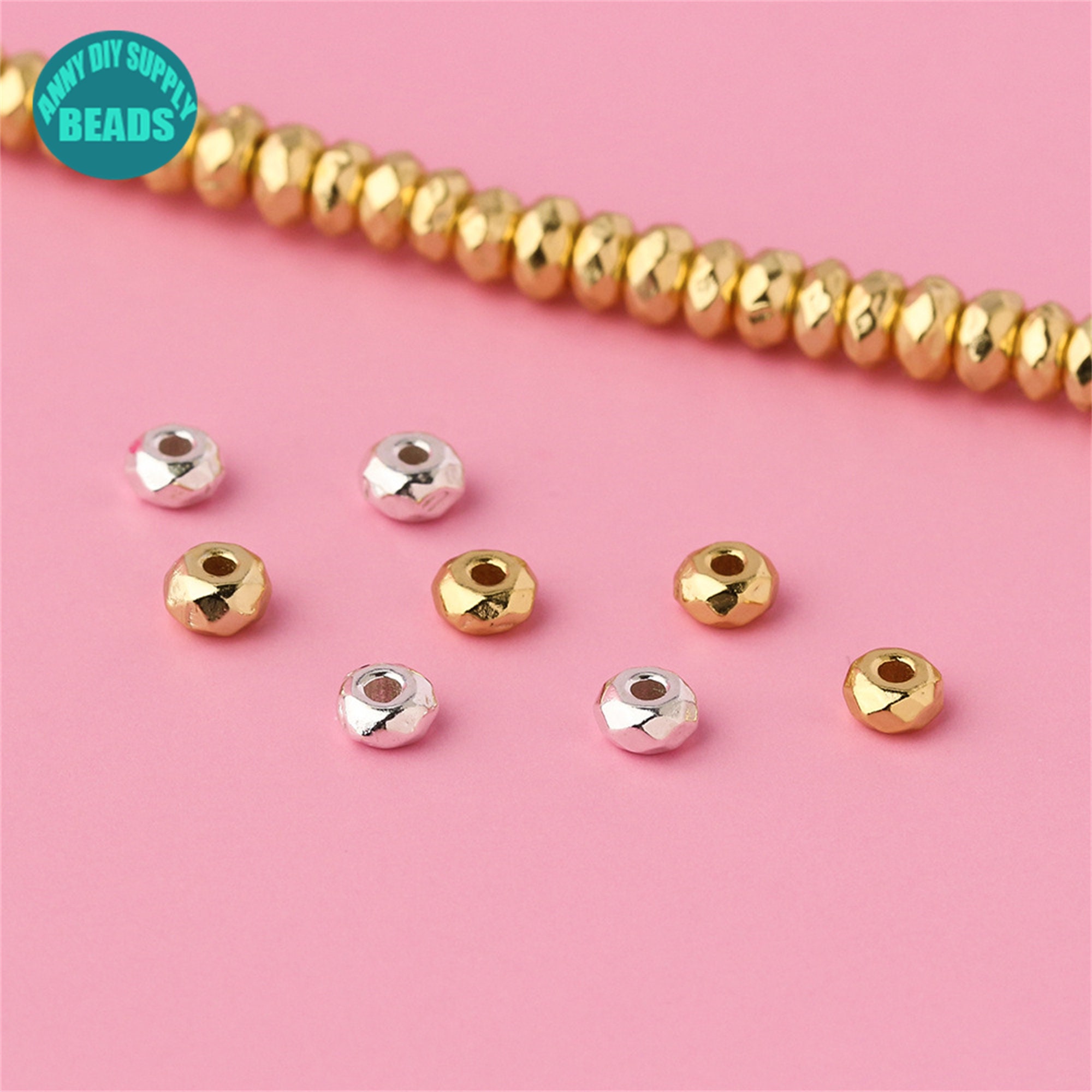 4mm Tiny  Sterling Silver Beads,Silver Spacer beads,Tiny spacer Beads,faceted silver beads,Sterling Silver Beads,Gold Rondelle beads