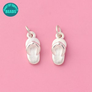 S925 Sterling Silver Slippers Charm,Small Silver Charm Pendant,Earring Charm,Bracelet Charm,Silver Charm Pendant