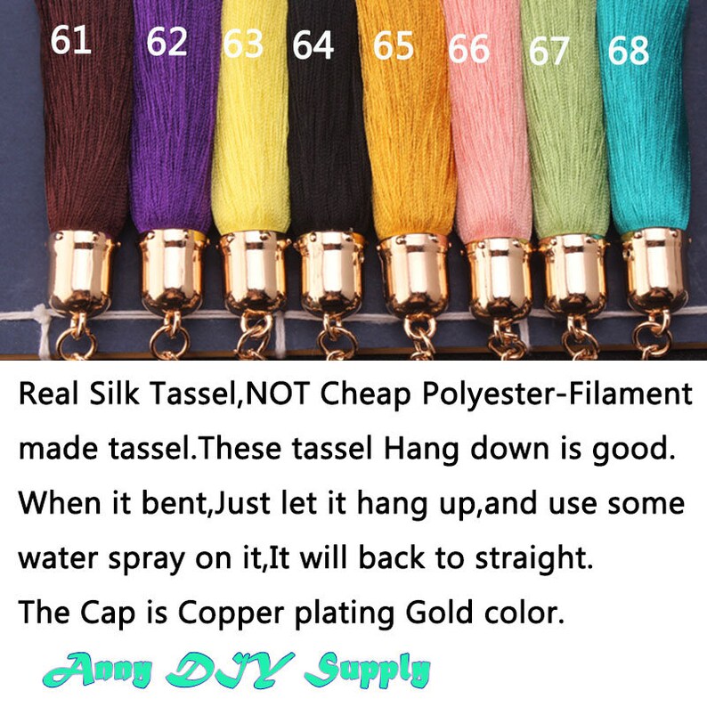 2pcs 8CM 60 Colors Metal Cap Thick Silk Tassel Thick Silk Rayon Tassel with rings,Jewellery Supply,Bag Tassel,Phone Case Tassel