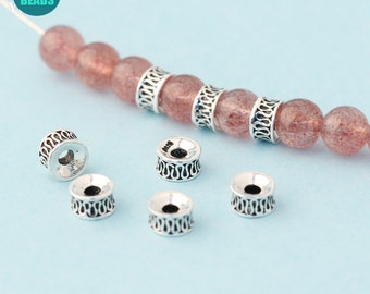 2/5/10/20PCS S925 Sterling Silver donut beads,Silver Spacer Beads,6mm silver donut beads