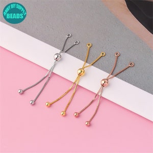 Corrente de extensão de prata esterlina s925, extensão de pulseira, extensor de corrente, corrente de extensão com contas deslizantes, corrente ajustável
