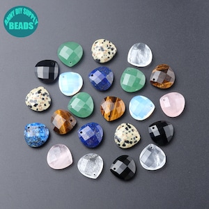 Natural gemstone Drop Pendant,Diamond Cut Drop Pendant,Crystal Drop Pendant,Gemstone Necklace Pendant,Earring Charm,15x15mm