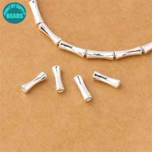 3x10mm S925 Solid Sterling Silver Bamboo Tube Beads,Bamboo Beads,Sterling Silver Beads,Tube Spacer Beads