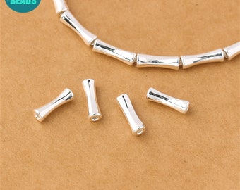 3x10mm S925 Solid Sterling Silver Bamboo Tube Beads,Bamboo Beads,Sterling Silver Beads,Tube Spacer Beads