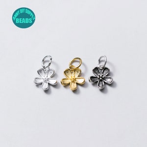 1/2/4/10PCS S925 Sterling Silver Flower Charm,Small Silver Charm Pendant,earring Charm,Bracelet Charm,Tiny Silver Flower Charm