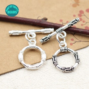 1/2/5/10 set Silver Toggle Clasp,12mm S925 Sterling Silver Toggle Clasp(opened ring between)