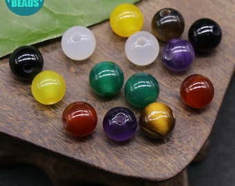 8mm Natural Gemstone Round Beads: 2mm Large Hole