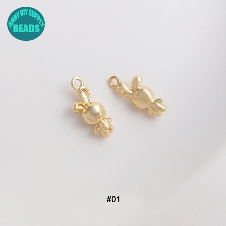 14k Gold Plated Rabbit Charm,gold Bear Charm,bunny Charm,easter Charm ...
