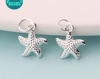 1/2/5/10PCS S925 Sterling Silver starfish Charms,Bracelet Charm,Necklace Charm,Tiny Starfish Charm,Small Charm,Ocean Charm,Starfish pendant