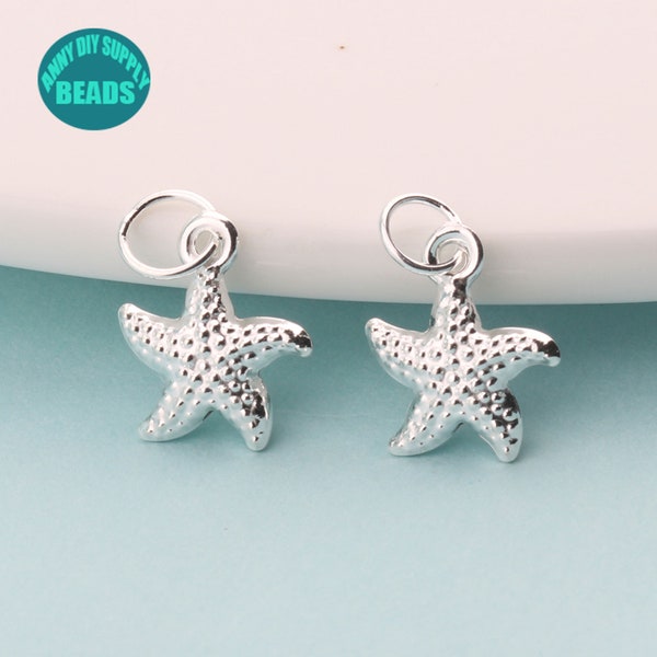 1/2/5/10PCS S925 Sterling Silver starfish Charms,Bracelet Charm,Necklace Charm,Tiny Starfish Charm,Small Charm,Ocean Charm,Starfish pendant