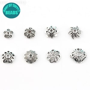 20PCS S925 Sterling Silver Bead Caps,Sterling Silver Flower Bead Caps,Jewelry Supply,6mm-10mm Oxidized bead caps