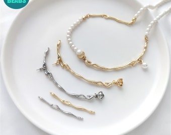 14K Gold Plated Branch Bar Necklace/Bracelet Connector,Minimalist Charm
